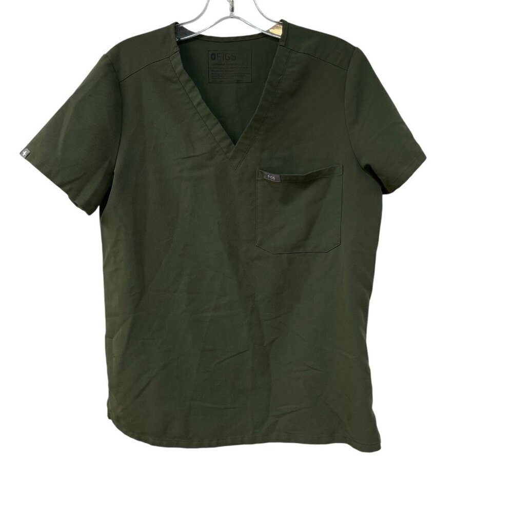 Figs Scrub Top Womens Small Army Green Catarina Shirt Medical Nursing Stretch